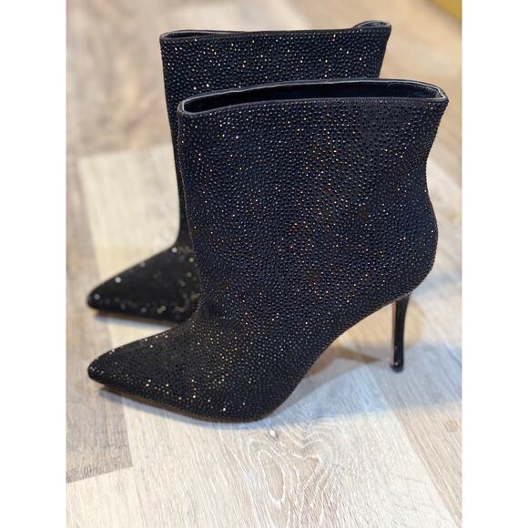 L’agence Shoes - L’Agence black leather rhinestone studded bootie size 9 NWT gorgeous party heel!